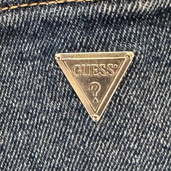 GUESS DENIM METAL TRIANGLE LOGO SHORTS WOMENS SZ 27, Waist 30 - Picture 5 of 7